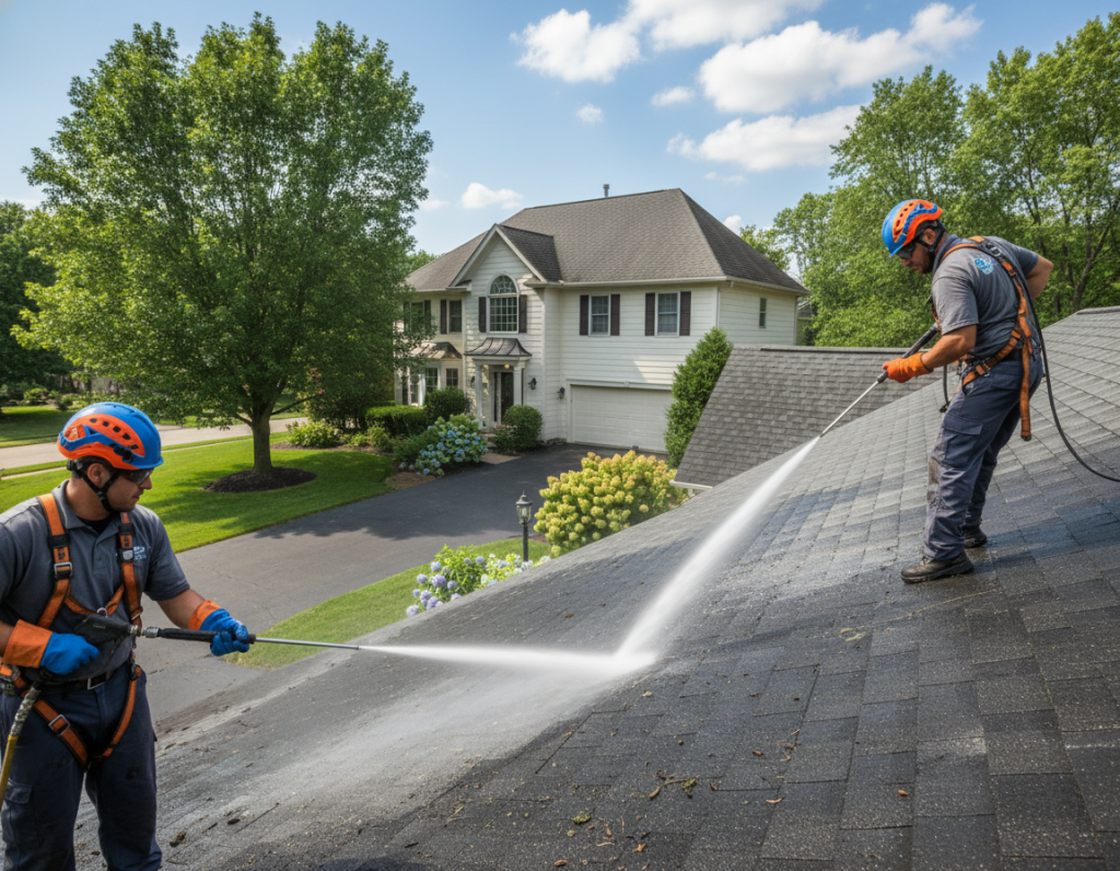 Roof Cleaning With Sodium Hypochlorite in Hilliard Oh